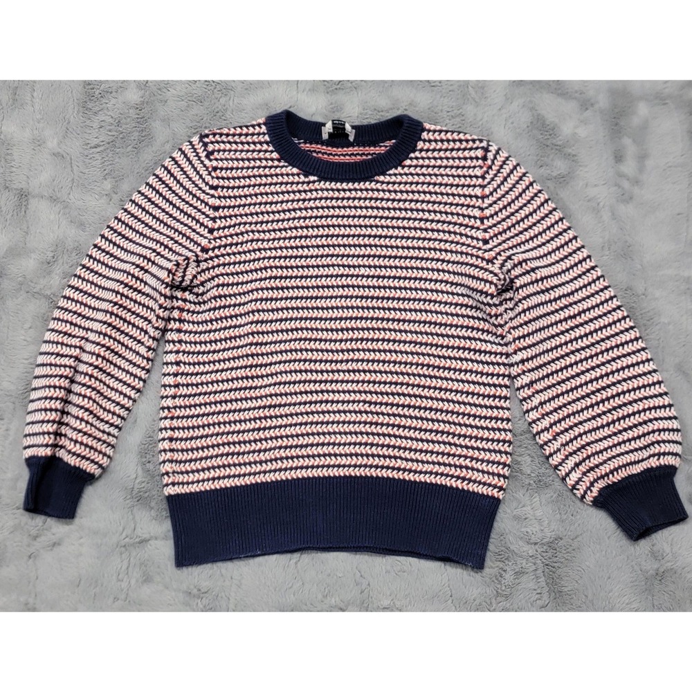 Kate Spade New York Sweater Womens Small Blue Pink Chevron Chunky Knit Pullover